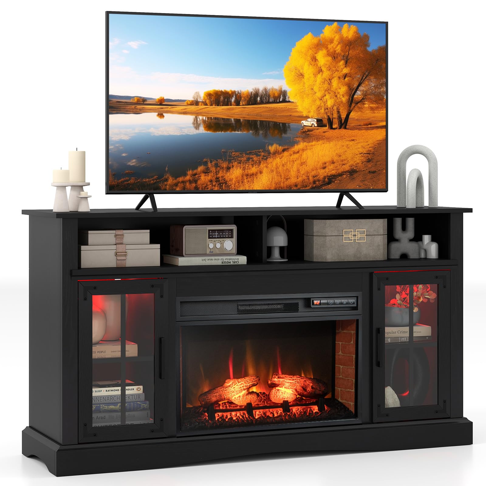 Tangkula Fireplace TV Stand for TVs Up to 65"